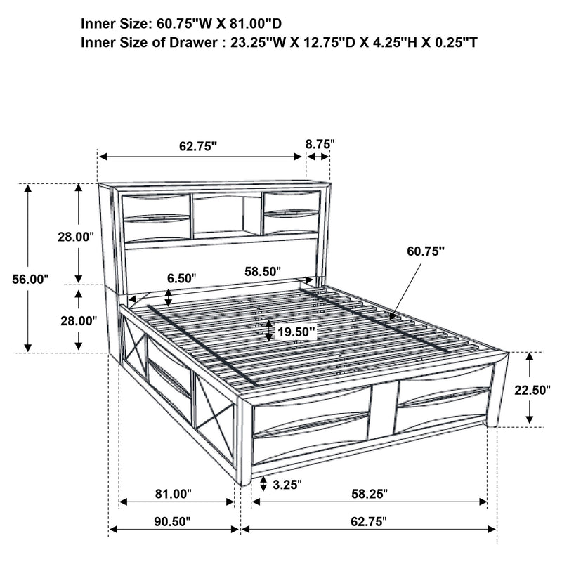 Briana Bookcase Platform Storage Bed