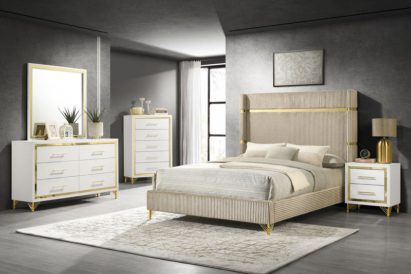 Lucia 4 & 5 Piece Bedroom Set King & Queen Beige & Grey