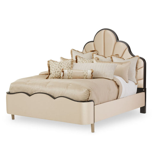 AICO Malibu Crest King Scalloped Panel Bed in Dark Espresso image