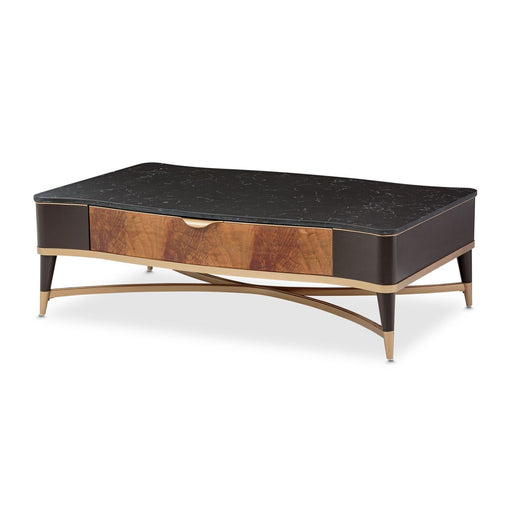 AICO Malibu Crest Rectangular Cocktail Table in Crotch Mahogany image