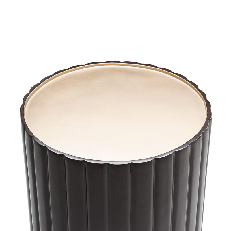 AICO Malibu Crest Round Chairside Table in Dark Espresso