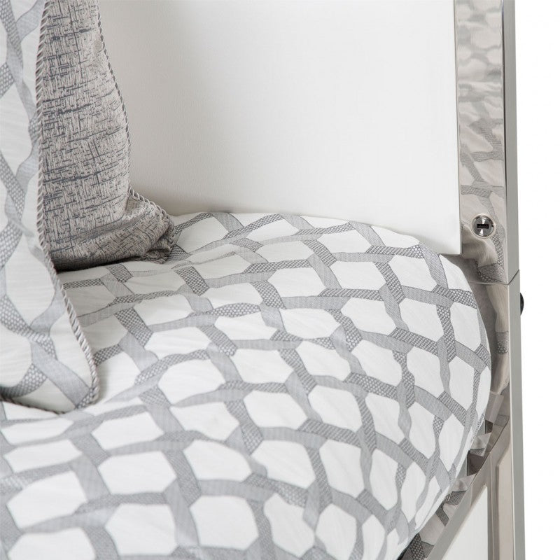 Aico State St King Metal Panel Bed in Glossy White