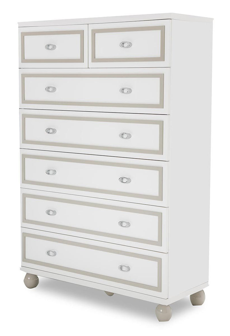 AICO Sky Tower 7 Drawer Chest in White Cloud