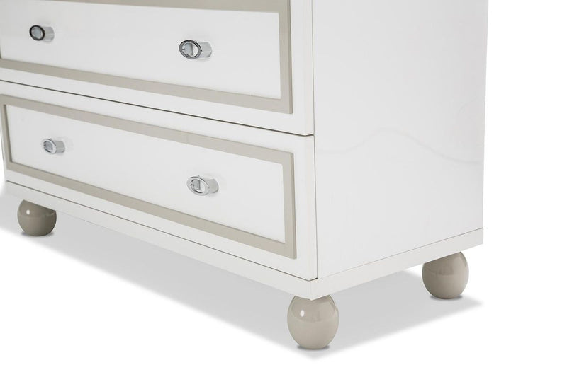 AICO Sky Tower 7 Drawer Chest in White Cloud