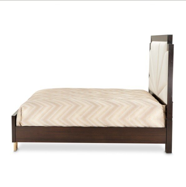 AICO Belmont Place Cal King Panel Upholstered Bed in Espresso