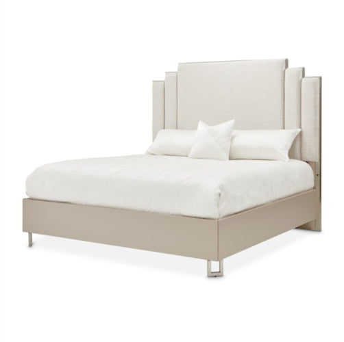 AICO Furniture Palm Gate Queen Upholstered Platform Bed in Clay image