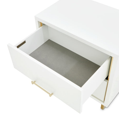 AICO Furniture Palm Gate Nightstand in Cloud White