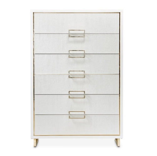AICO Furniture Palm Gate 6 Drawer Chest in Cloud White