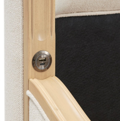 AICO Furniture Camellia Field King Upholstered Panel Bed in Caramel