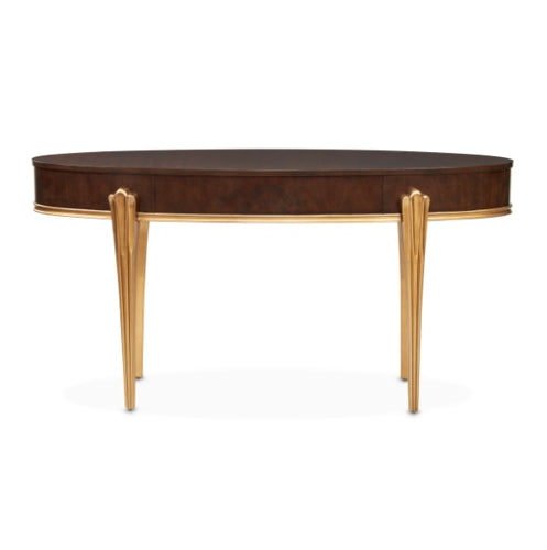 AICO Furniture Camellia Field Vanity Desk in Warm Pecan