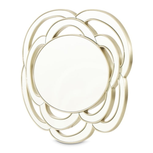 AICO Furniture Camellia Field Wall Mirror in Warm Pecan