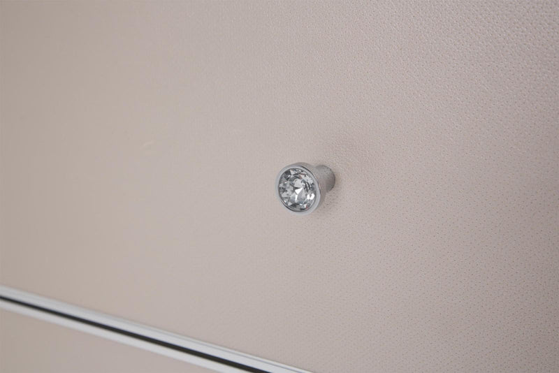 Glimmering Heights Upholstered 5 Drawer Chest in Ivory