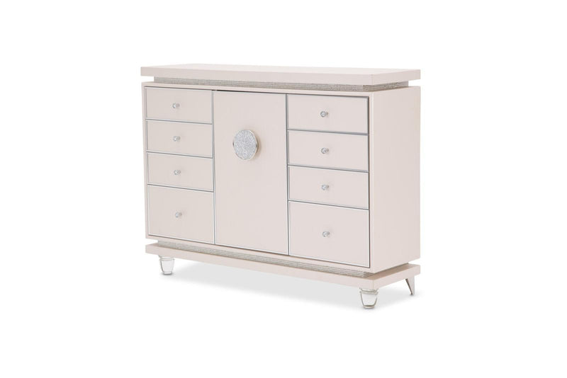 Glimmering Heights Upholstered Dresser in Ivory