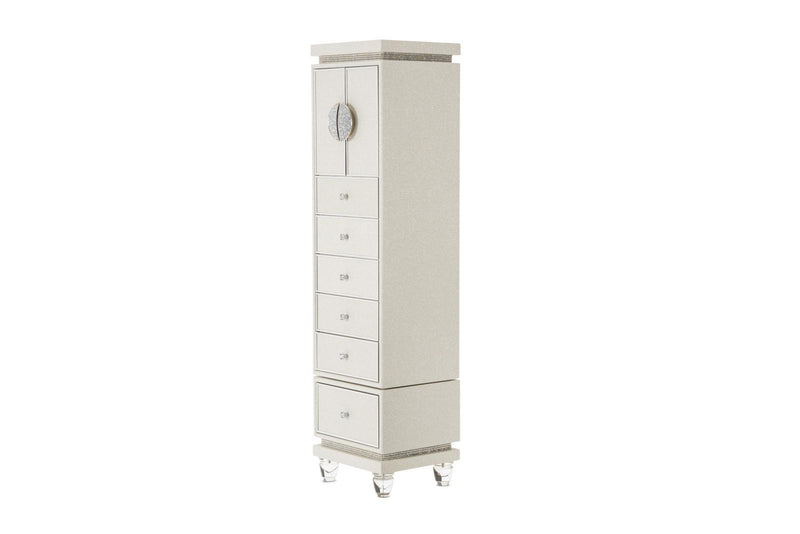 Glimmering Heights Upholstered Swivel Lingerie Chest in Ivory