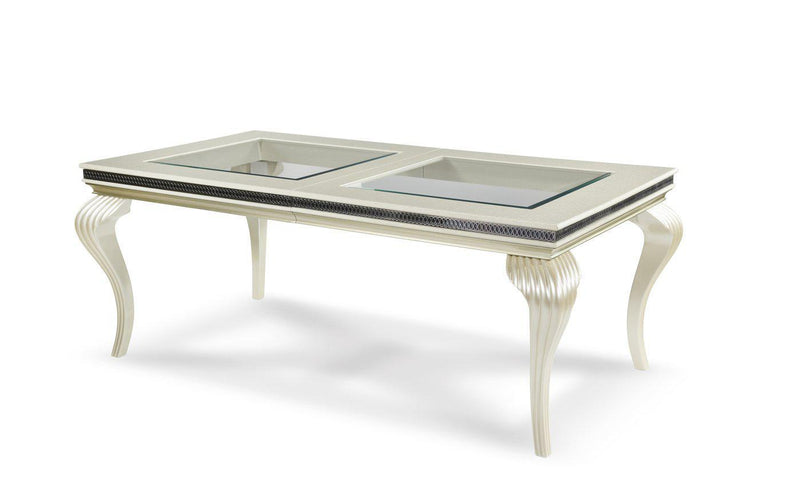 Hollywood Swank Leg Dining Table in Pearl Caviar
