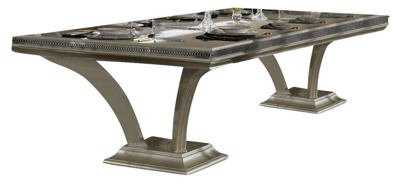 Hollywood Swank Rectangular Dining Table in Pearl Caviar