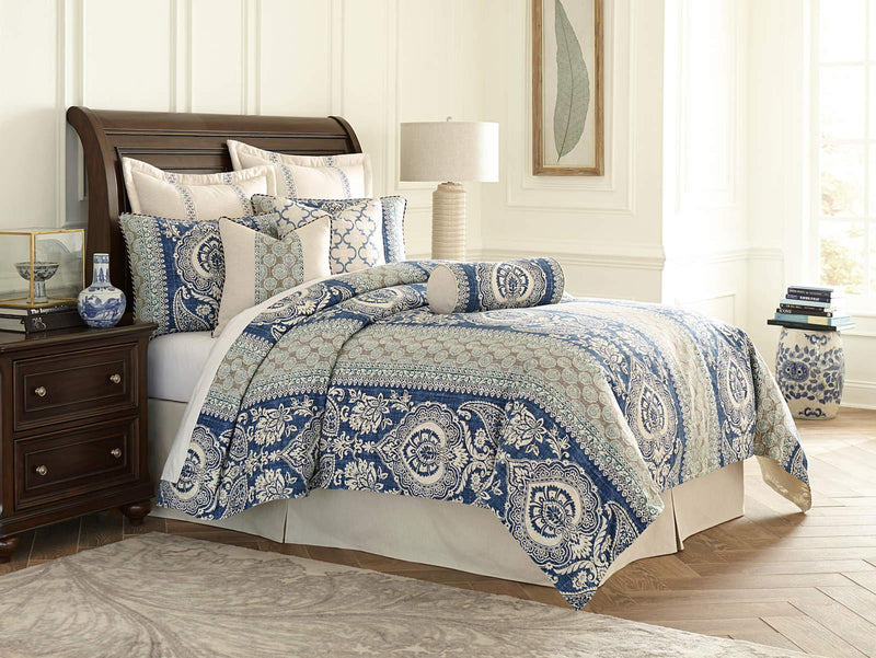 AICO Provence 9-pc Queen Duvet Set in Cadet