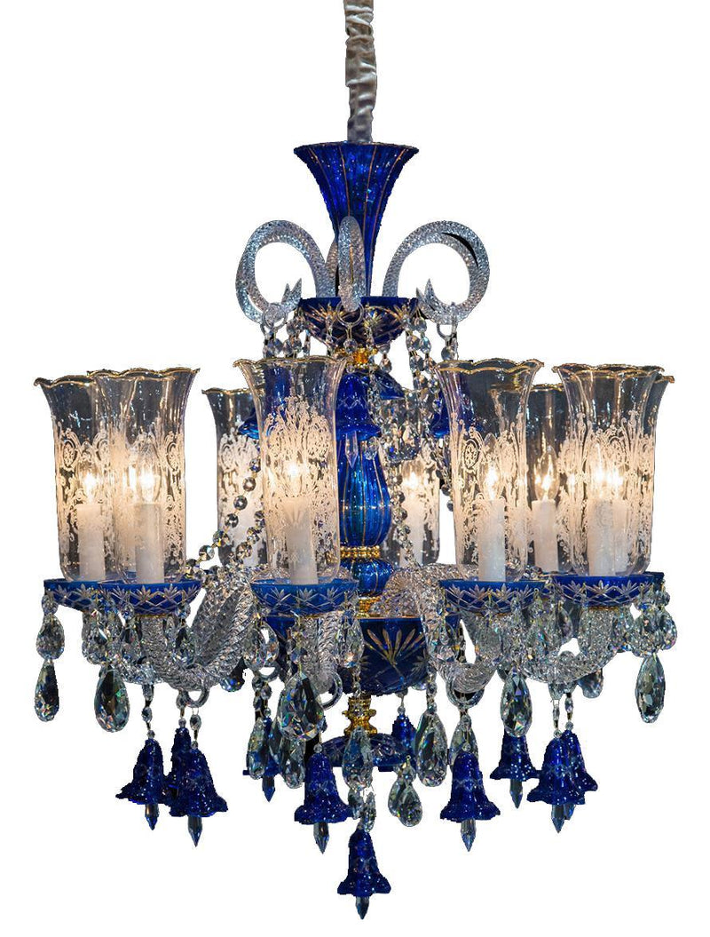 Lighting Winter Palace 10 Light Chandelier in Blue, Clear and Gold