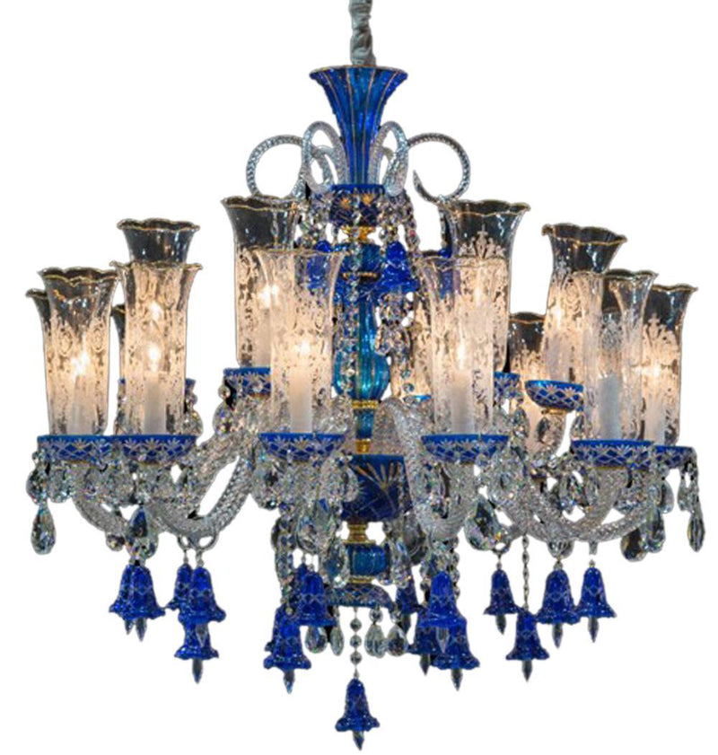 Lighting Winter Palace 18 Light Chandelier in Blue, Clear and Gold