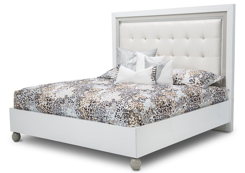 Sky Tower California King Upholstered Platform Bed in White Cloud