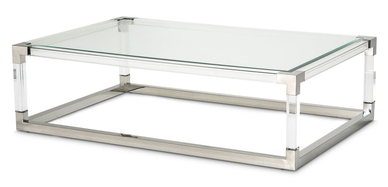 State St Rectangular Cocktail Table in Stainless Steel