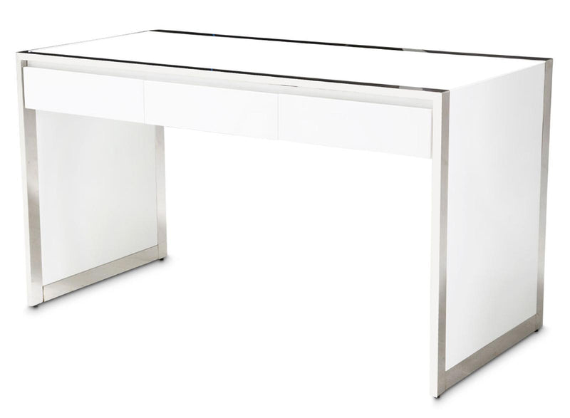 State St Writing Desk in Glossy White