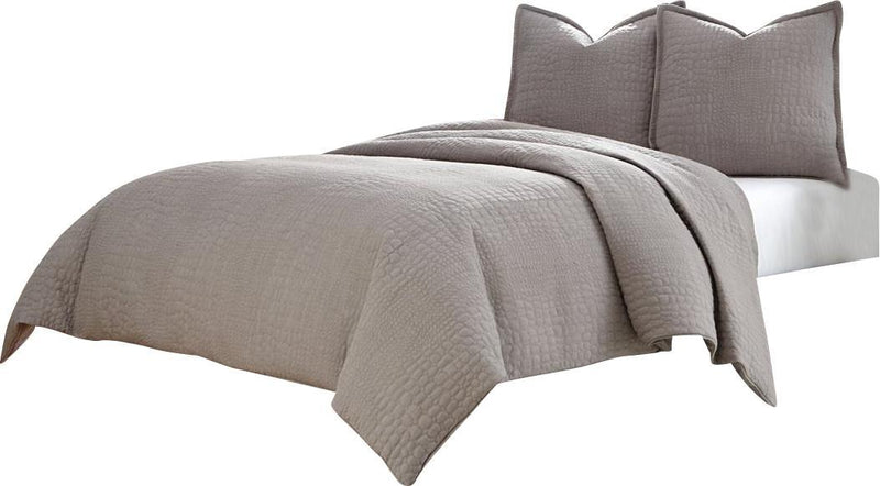 Trent 3-pc Queen Coverlet/Duvet Set in Gray