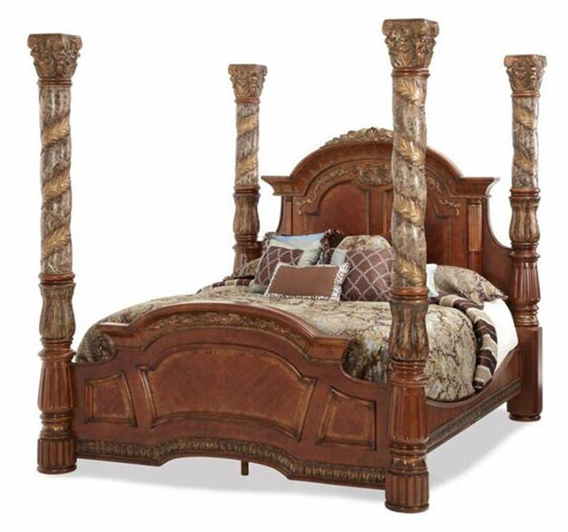 Villa Valencia California King Bed with Canopy in Chestnut