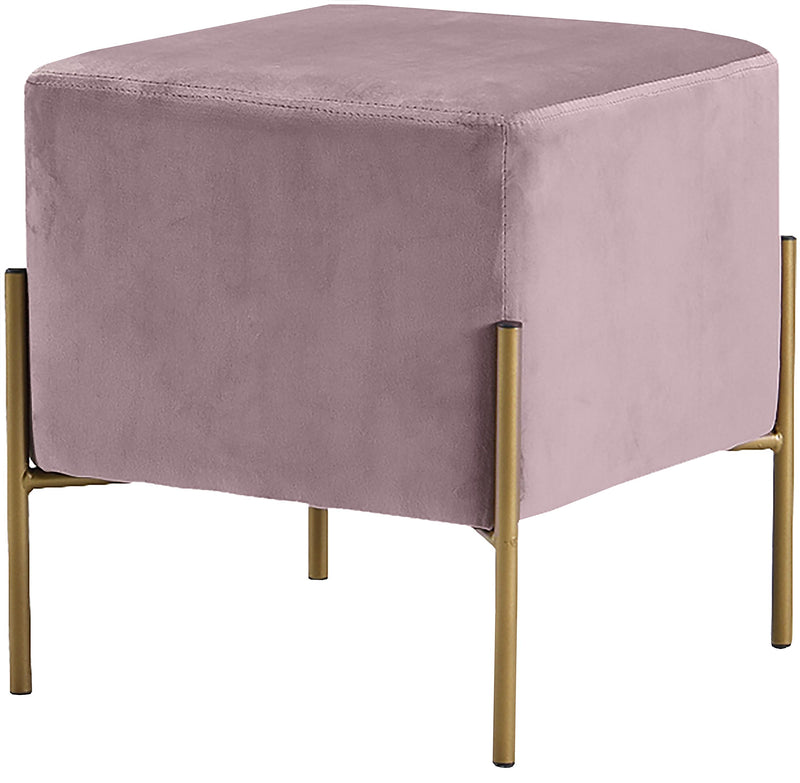 Isla Pink Velvet Ottoman/Stool