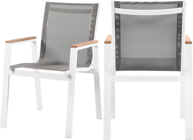 Nizuc Grey Mesh Waterproof Fabric Outdoor Patio Aluminum Mesh Dining Arm Chair