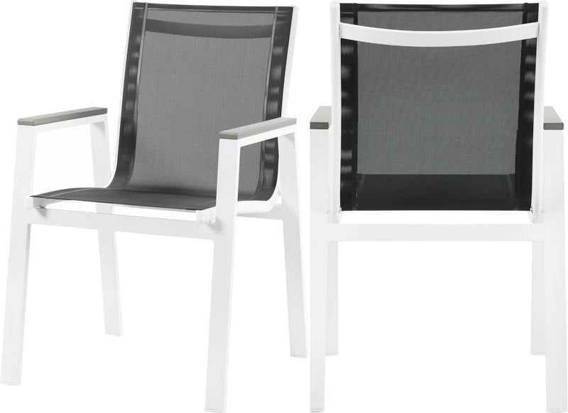 Nizuc Black Mesh Waterproof Fabric Outdoor Patio Aluminum Mesh Dining Arm Chair