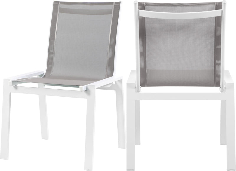 Nizuc Grey Mesh Waterproof Fabric Outdoor Patio Aluminum Mesh Dining Chair