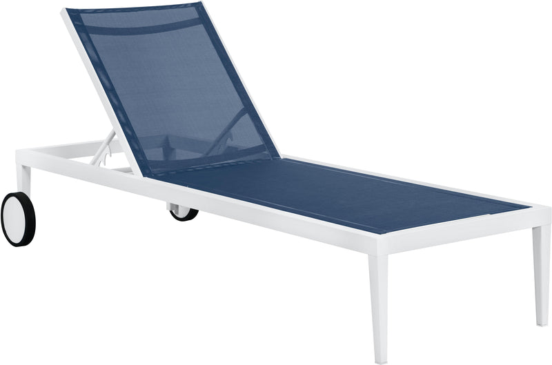Nizuc Navy Mesh Waterproof Fabric Outdoor Patio Aluminum Mesh Chaise Lounge Chair