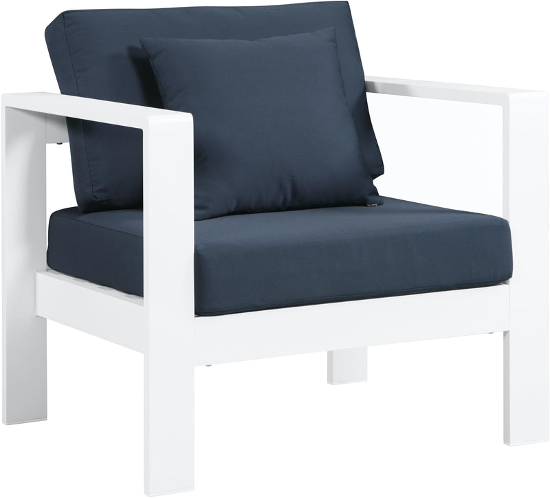 Nizuc Navy Waterproof Fabric Outdoor Patio Aluminum Arm Chair