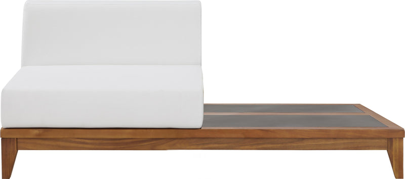 Rio Off White Waterproof Fabric Outdoor Patio Modular Chair w/ Integrated Table