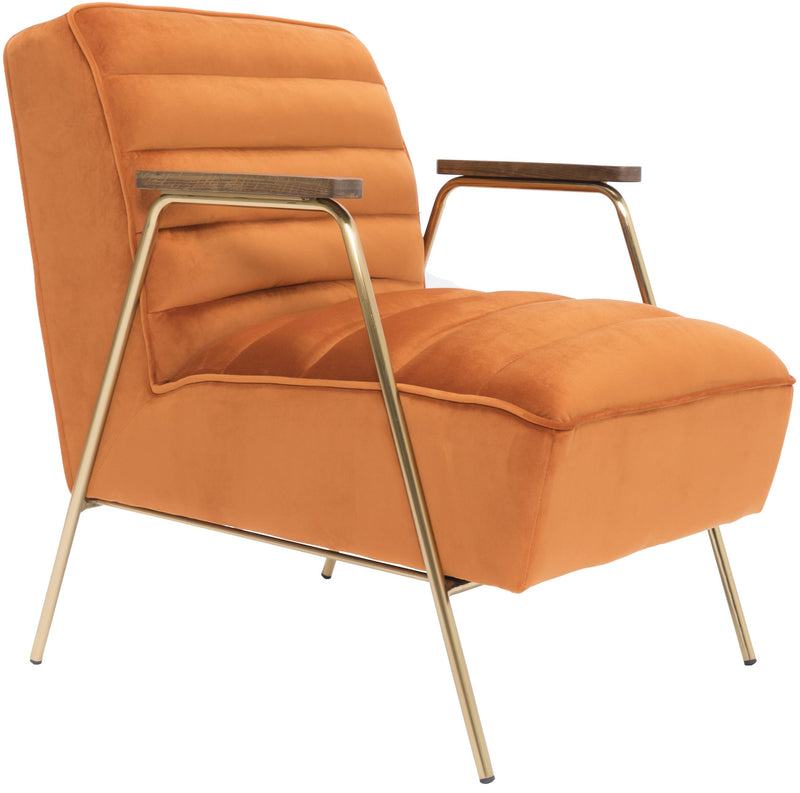 Woodford Orange Velvet Accent Chair