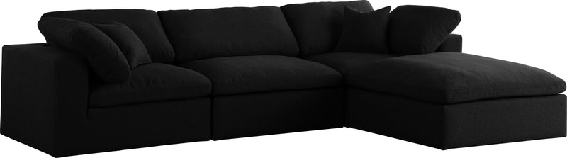 Serene Black Linen Fabric Deluxe Cloud Modular Sectional