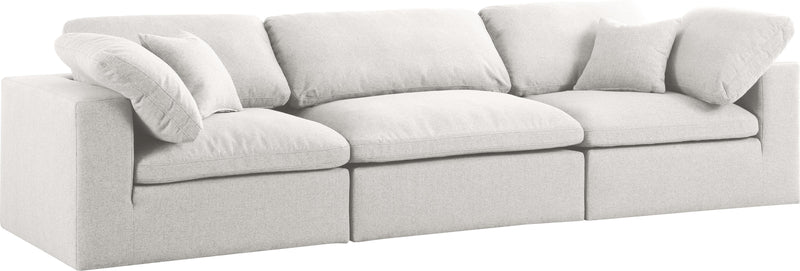 Serene Cream Linen Fabric Deluxe Cloud Modular Sofa