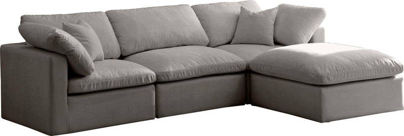 Plush Grey Velvet Standard Cloud Modular Sectional