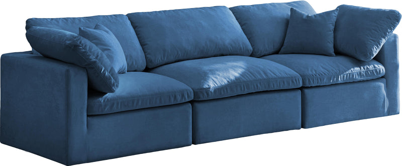 Plush Navy Velvet Standard Cloud Modular Sofa