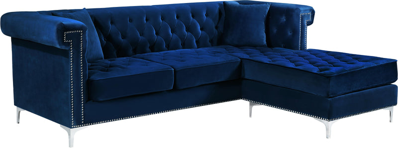 Damian Navy Velvet 2pc. Reversible Sectional