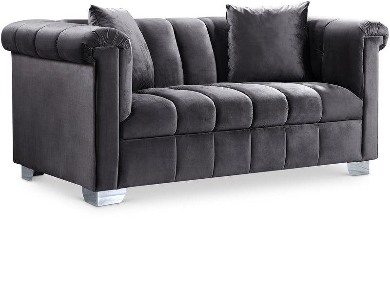 Kayla Grey Velvet Loveseat