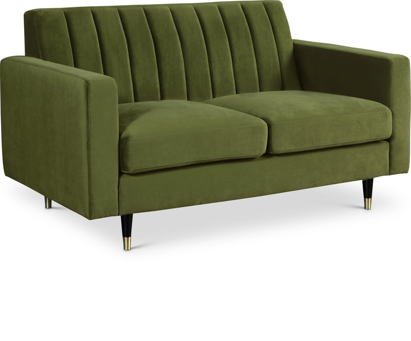 Lola Olive Velvet Loveseat