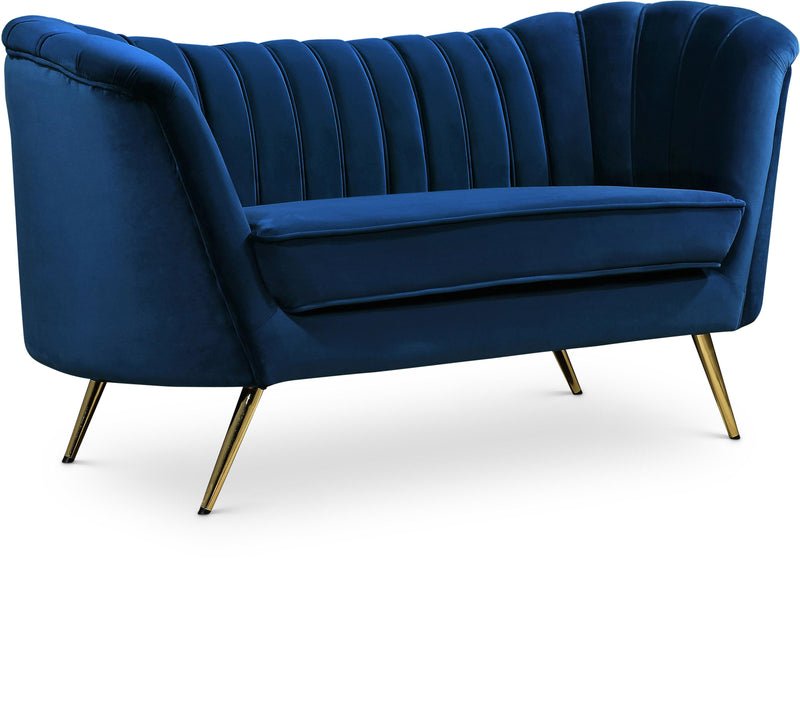 Margo Navy Velvet Loveseat