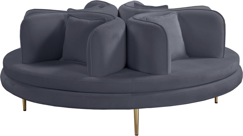 Circlet Grey Velvet Round Sofa Settee
