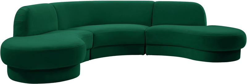 Rosa Green Velvet 3pc. Sectional (3 Boxes)