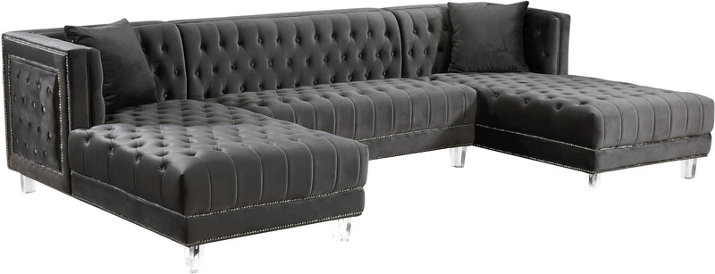 Moda Grey Velvet 3pc. Sectional