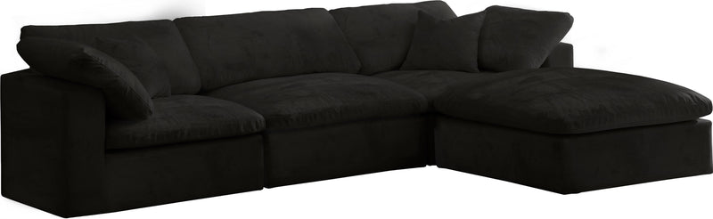 Cozy Black Velvet Cloud Modular Sectional