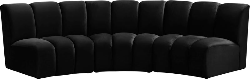 Infinity Black Velvet 3pc. Modular Sectional