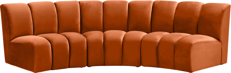 Infinity Cognac Velvet 3pc. Modular Sectional